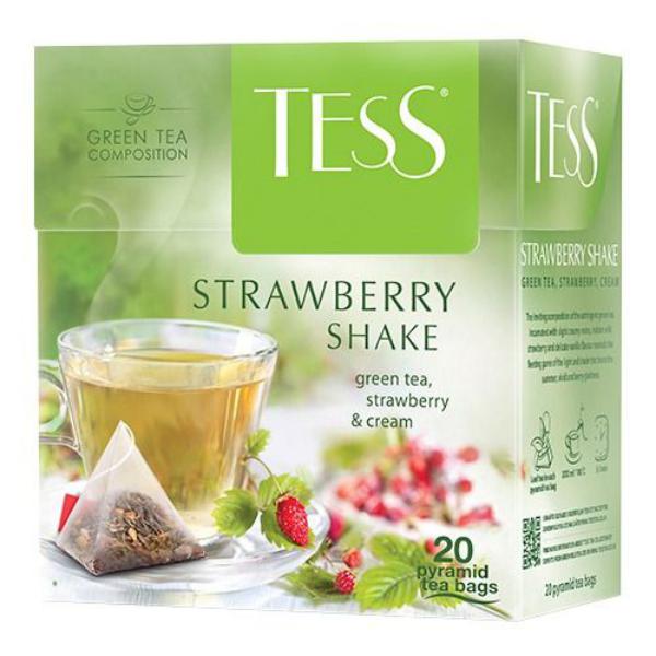 Чай Tess Strawberry Shake зеленый, с добавками, 2x20п