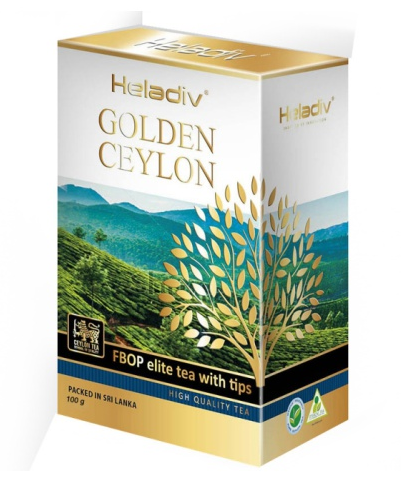 Чай черный высшей категории HELADIV GOLDEN CEYLON FBOP ELITE TEA WITH TIPS, 250 гр 