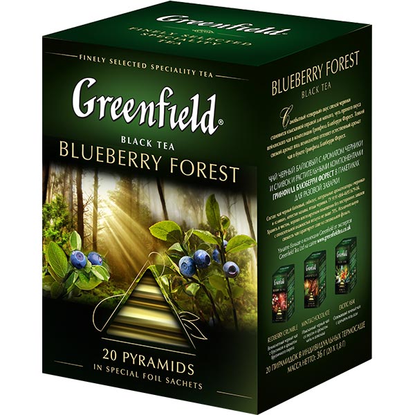 Чай Greenfield Blueberry Forest черный, с добавками, 1,8x20п