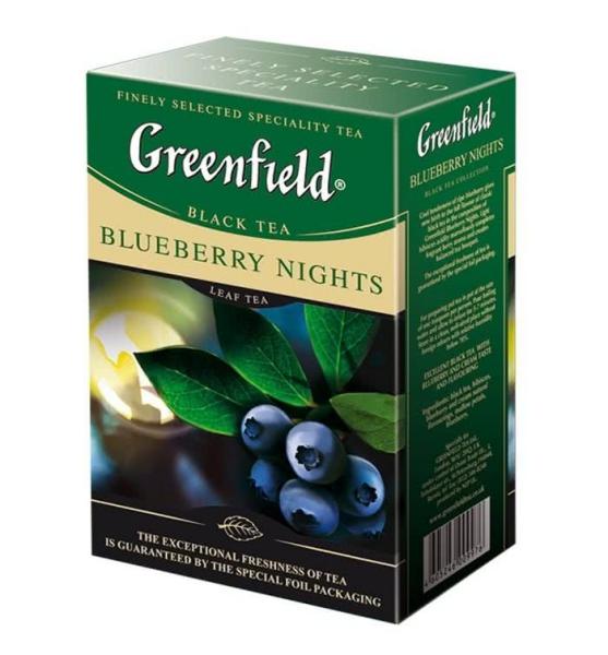 Чай Greenfield Blueberry Nights черный, с добавками, 100г