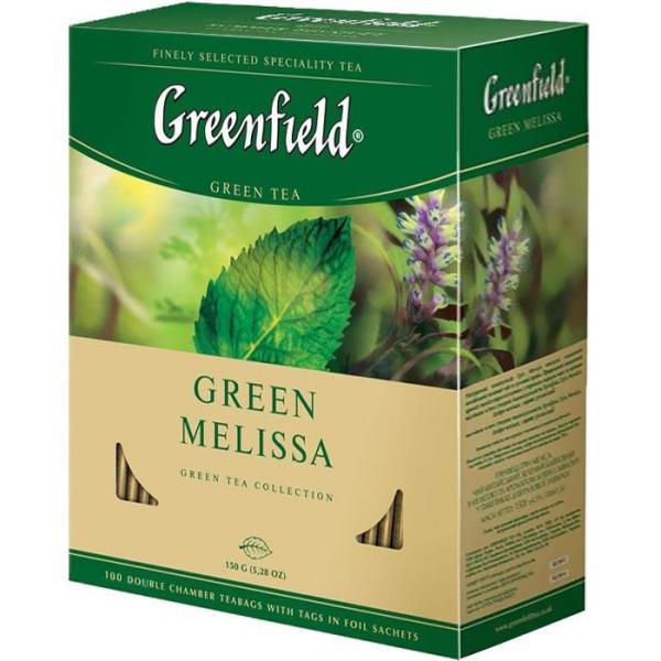 Чай Greenfield Green Melissa зеленый, с добавками, 1,5x100п