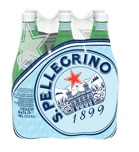 Вода S.Pellegrino минеральная природная лечебно-столовая газированная 1л (упаковка - 6 шт) 