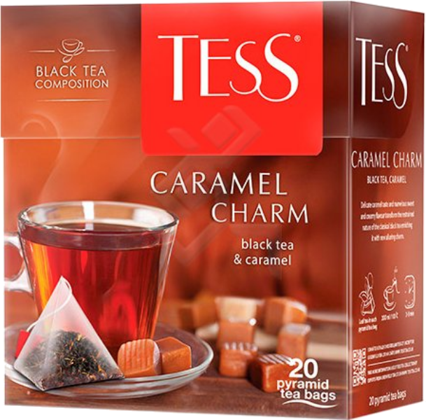 Чай Tess Caramel Charm черный, с добавками, 1,8x20п