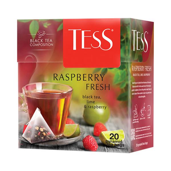 чай Tess Raspberry Fresh черный, с добавками, 1,8x20п